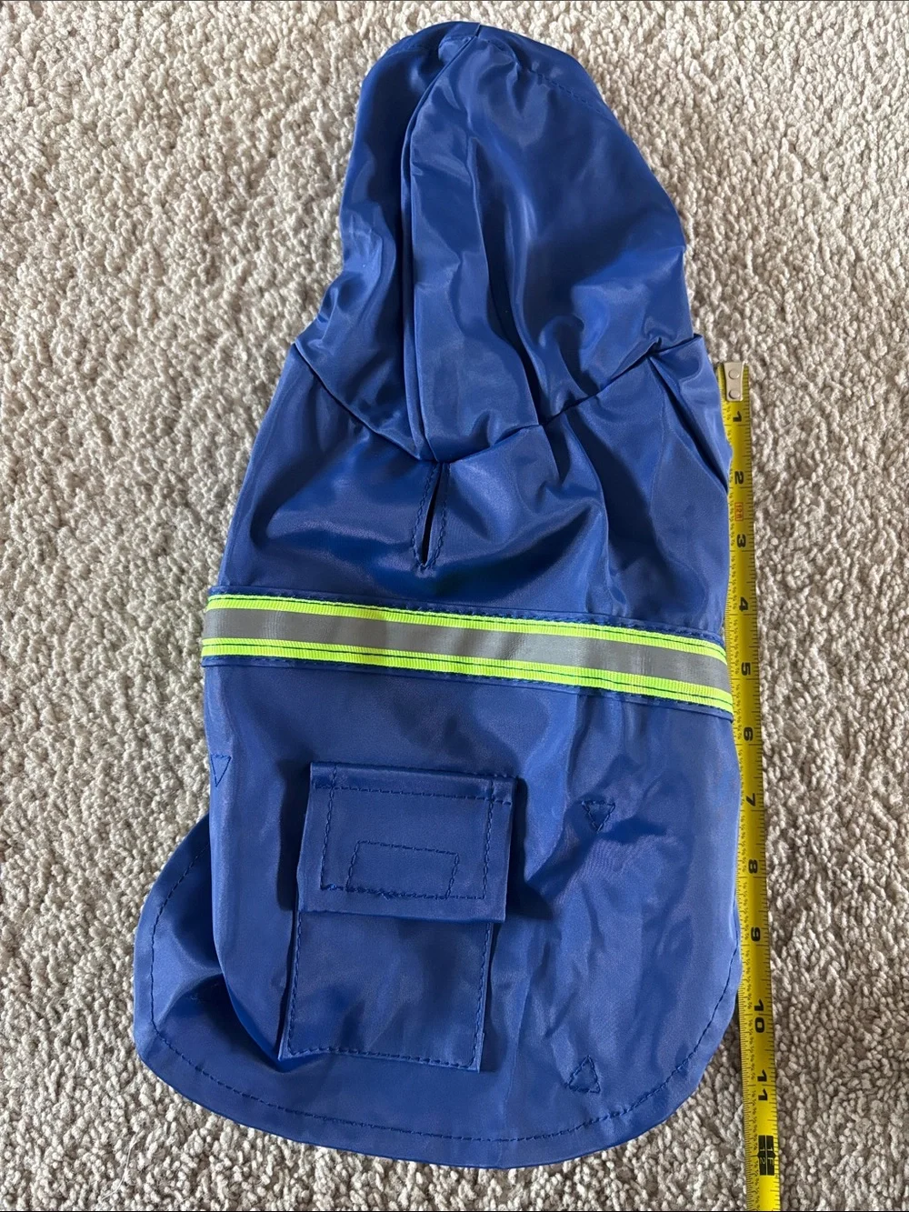 Blue Reflective Dog Rain Jacket with Hood XS in size
